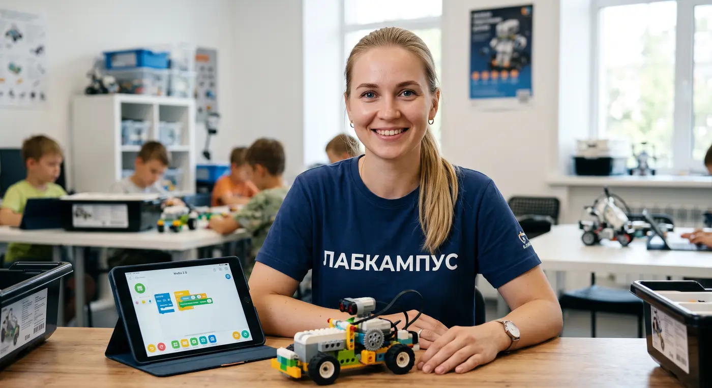 Наставник младших групп с моделью LEGO Education WeDo
